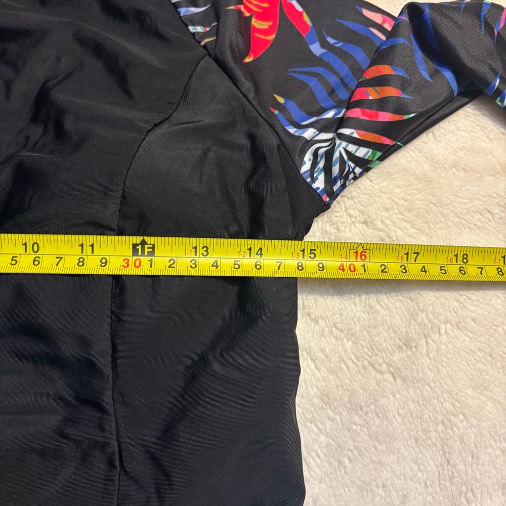 NEW BesserBay Rashguard Large Black Long Sleeve Tropical Floral Raglan Swim Tee - Picture 14 of 15